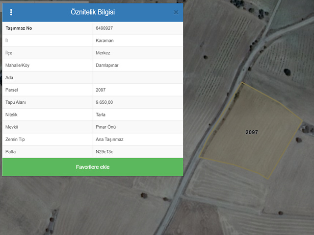 Karaman Merkez Damlapinar Mahallesi Nde 9650 M2 Bag Karaman Merkez Bankadan Satilik Bag Bahce Ilanlari Tapu Com Da