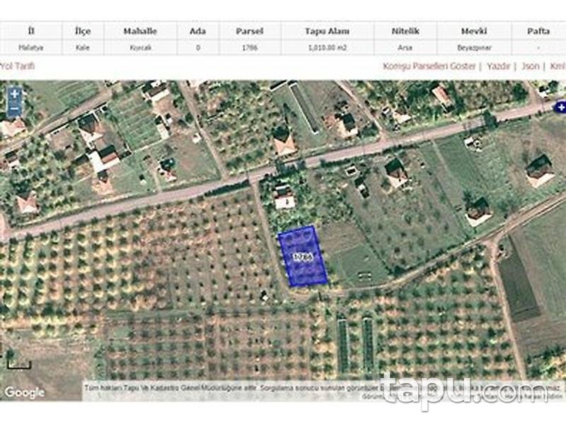 Malatya Kale Kıyıcak'da 1010 m2 Tarla