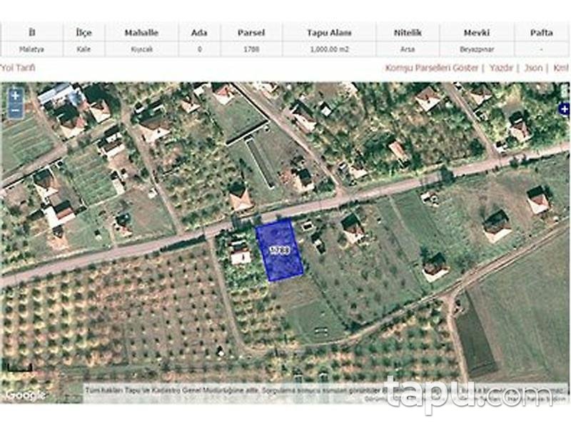 Malatya Kale Kıyıcak'da 1000 m2 Tarla