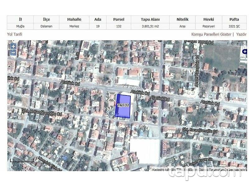 Muğla Dalaman Karaçalı Mahallesi'nde 162 m2 Dükkan