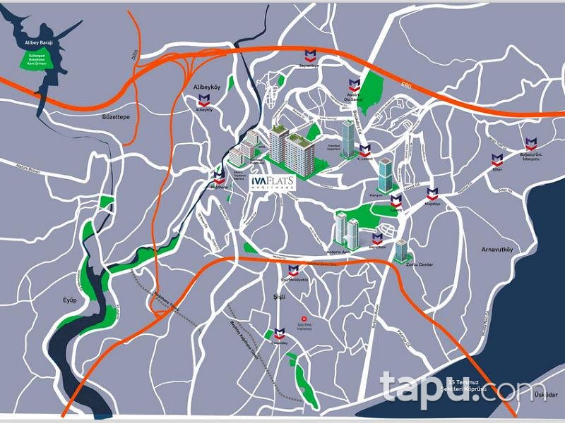 Kağıthane İva Flats Projesi'nde 1+1 Batı Cepheli Daire