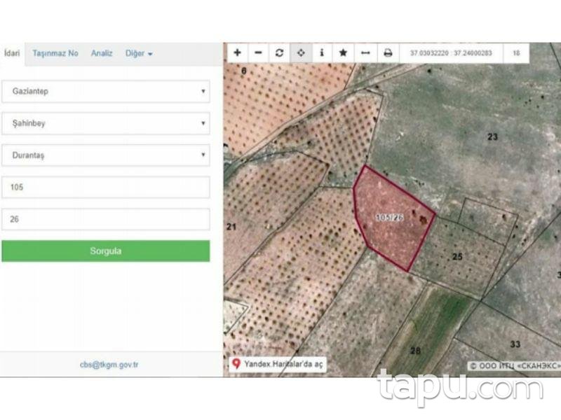 Gaziantep Şahinbey Durantaş Mahallesinde 2622 m2 Tarla