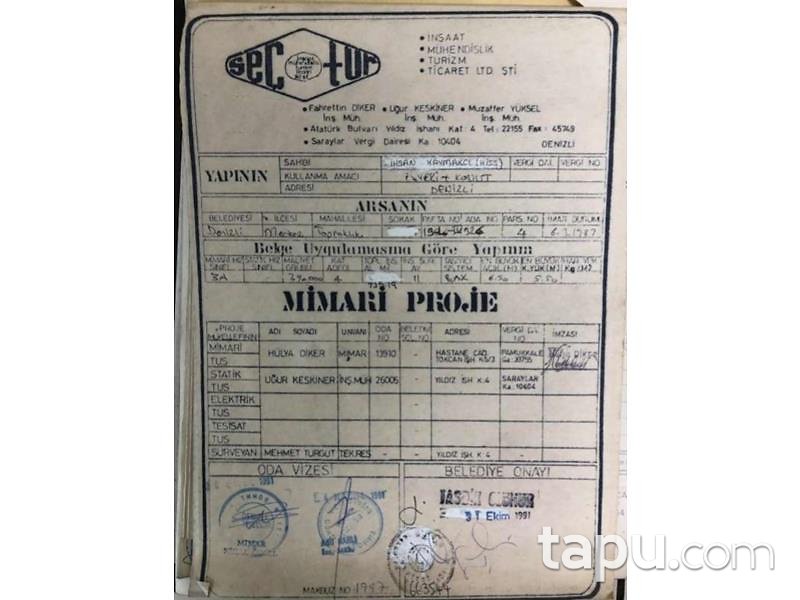 YAYINA ALINMAYACAK Denizli Pamukkale Topraklık Mahallesinde Natamam Bina