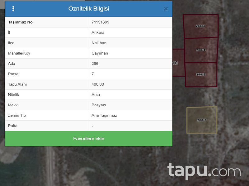 Ankara Nallıhan Çayırhan Mahallesi'nde 400 m2 Konut İmarlı Arsa