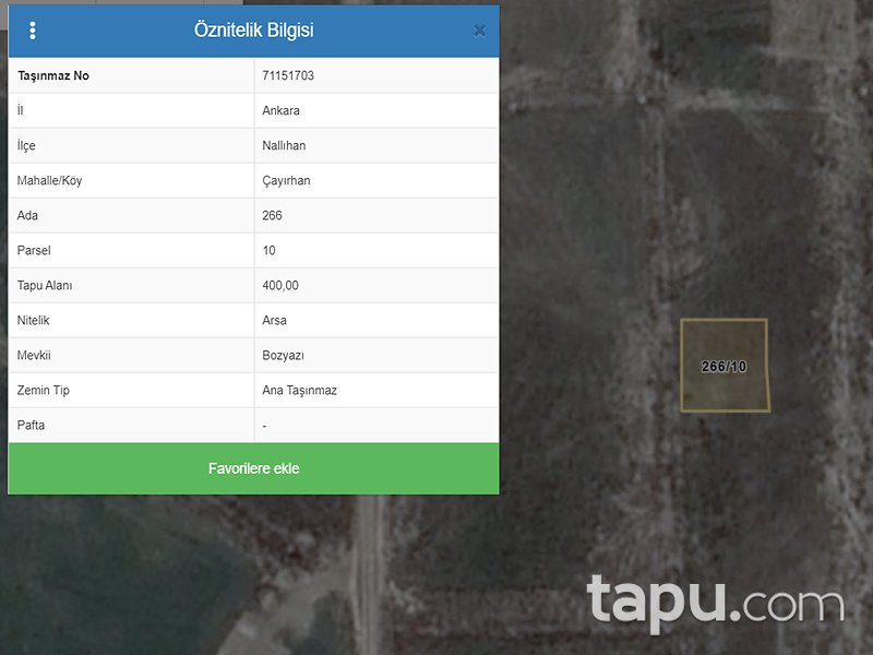 Ankara Nallıhan Çayırhan Mahallesi'nde 400 m2 İmarlı Arsa