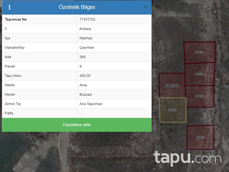 Ankara Nallıhan Çayırhan Mahallesi'nde 400 m2 Konut İmarlı Arsa