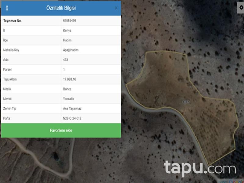 Konya Hadim Aşağıhadim Mahallesi'nde 18 Dönüm Kiraz Bahçesi
