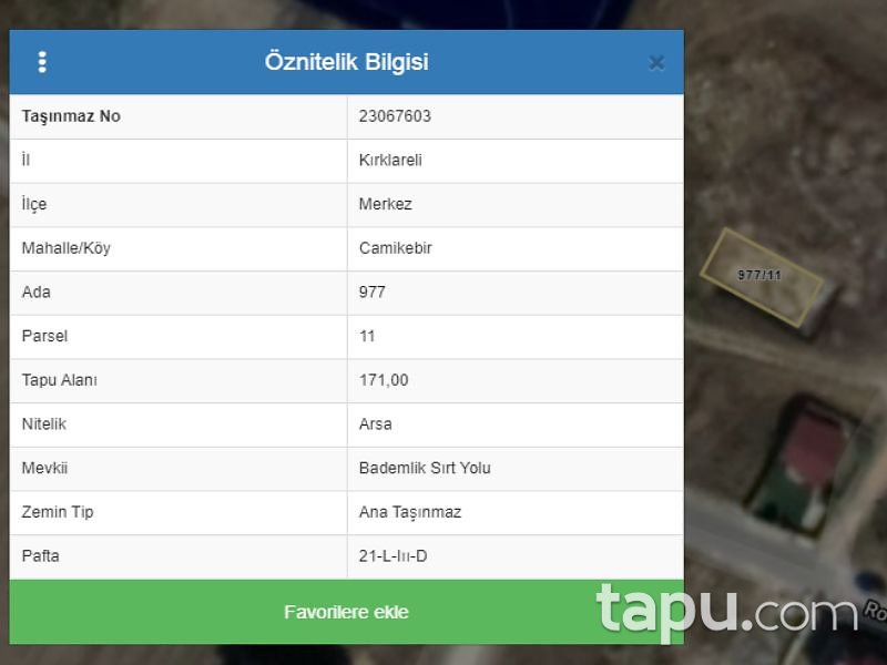 Kırklareli Merkez Bademlik Mahallesi'nde 171 m2 Konut İmarlı Arsa