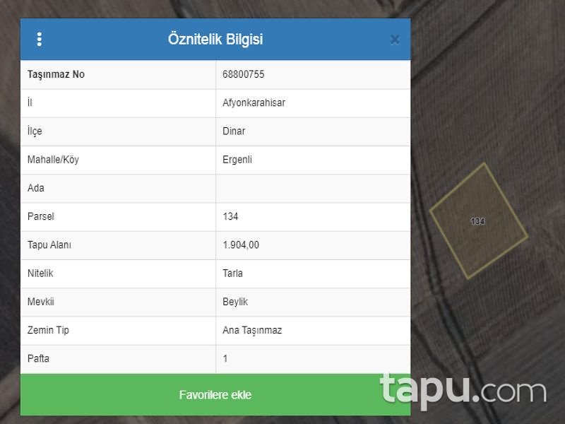 Afyonkarahisar Dinar Ergenli Mahallesi'nde 2 Adet Tarla