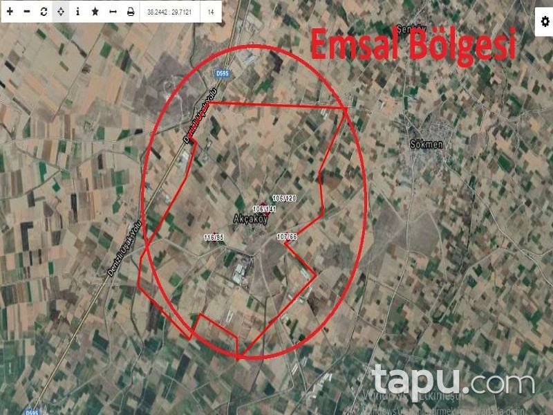 Denizli Çivril Akçaköy Mahallesi'nde 3195 m2 Tarla