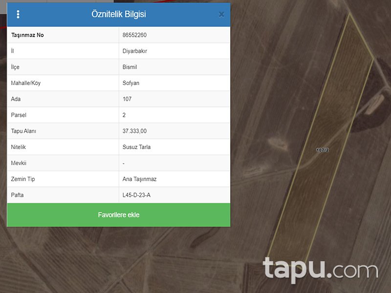Diyarbakır Bismil Soyfan Mahallesi'nde 37333 m2 Tarla