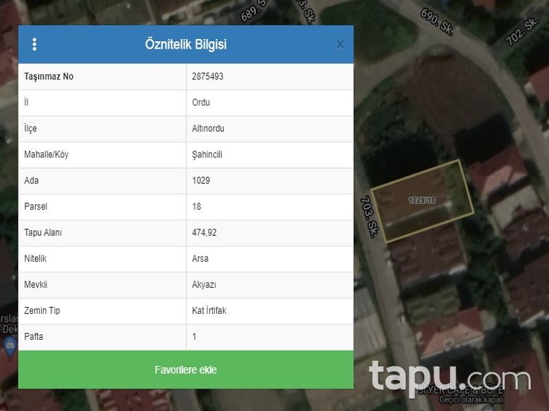 Ordu Altınordu Şirinevler Mahallesi'nde 3+1 100 m2 Daire