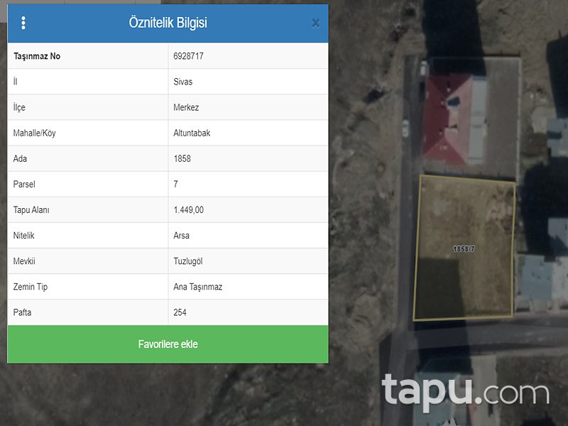 Sivas Merkez Altuntabak Mahallesi'nde Konut İmarlı Hisseli Arsa