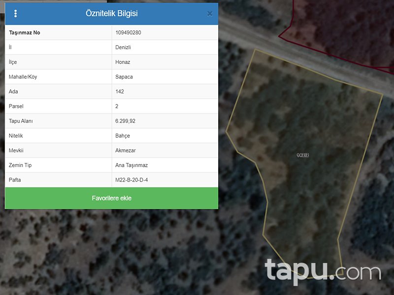 Denizli Honaz Sapaca Mahallesi'nde 78 Dönüm Bahçe