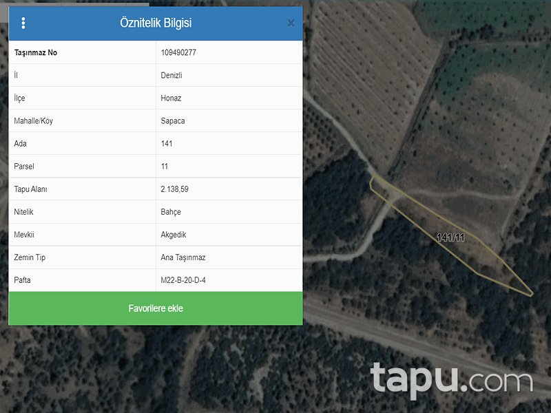 Denizli Honaz Sapaca Mahallesi'nde 78 Dönüm Bahçe