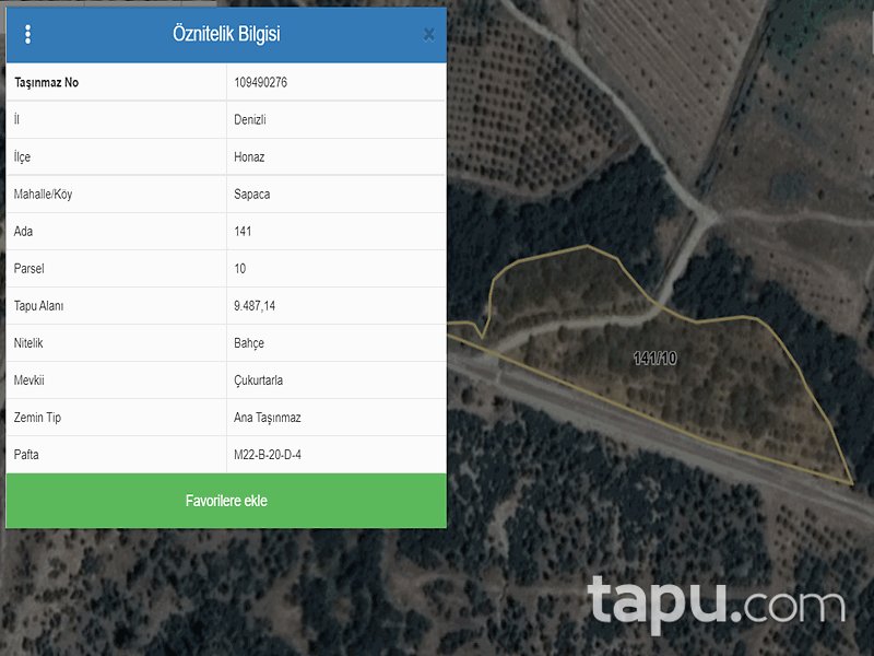 Denizli Honaz Sapaca Mahallesi'nde 78 Dönüm Bahçe