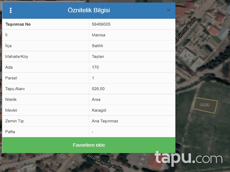 Manisa Salihli Taytan Mahallesi'nde 526 m2 İmarlı Arsa (1084)