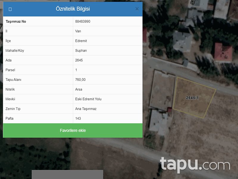 Van Edremit Süphan Mahallesi'nde 760 m2 İmarlı Arsa