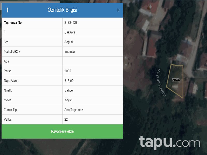 Sakarya Söğütlü İmamlar Mahallesi'nde 847 m2 Hisseli Tarla