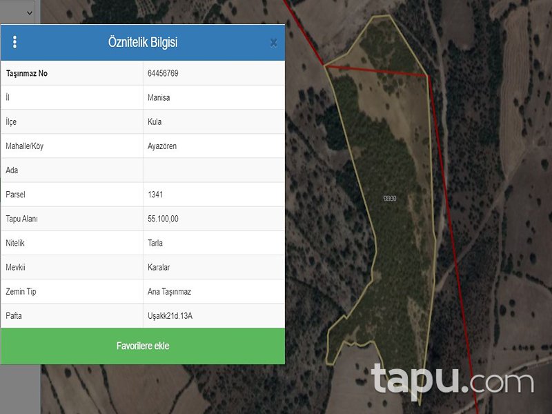 Manisa Kula Ayazören Mahallesi'nde 55 Dönüm Tarla