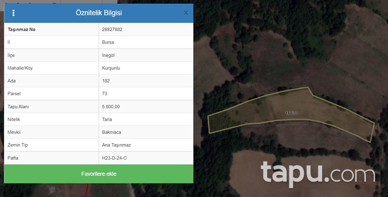 Bursa İnegöl Kurşunlu Mahallesi'nde 5600 m2 Tarla