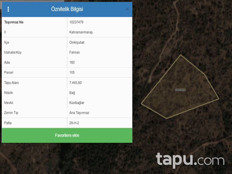 Kahramanmaraş Merkez Fatmalı Mahallesi'nde 7445 m2 Bağ