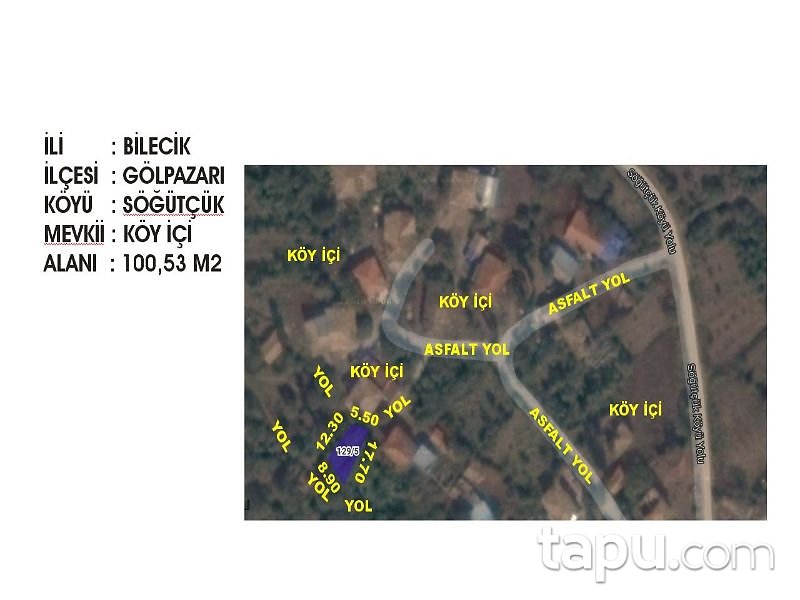 Bilecik Gölpazarı Söğütçük Mahallesi'nde 100 m2 Bahçe