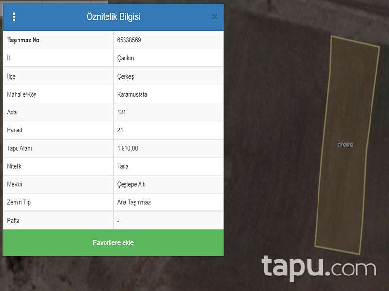 Çankırı Çerkeş Karamustafa Mahallesi'nde 1910 m2 Tarla