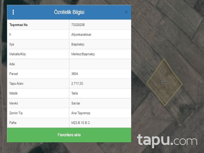 Afyonkarahisar Basmakçı Merkez Mahallesi'nde 2717 m2 Tarla