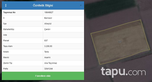 Balıkesir Altıeylül Çandır Mahallesi'nde 12 Adet Tarla