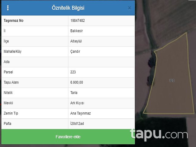 Balıkesir Altıeylül Çandır Mahallesi'nde 12 Adet Tarla