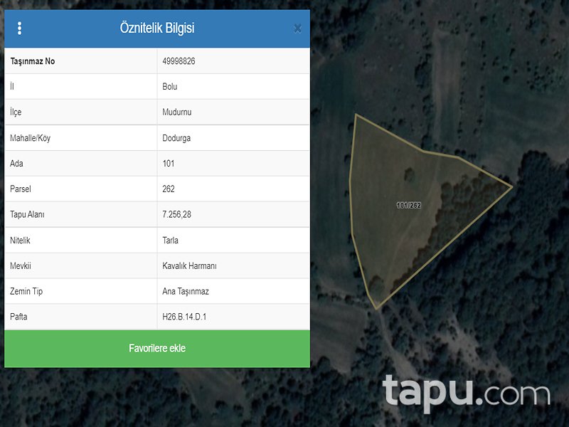 Bolu Mudurnu Dodurga Mahallesi'nde 7256 m2 Tarla