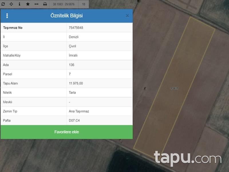 Denizli Çivril İmrallı Mahallesi'nde 11 Dönüm Tarla
