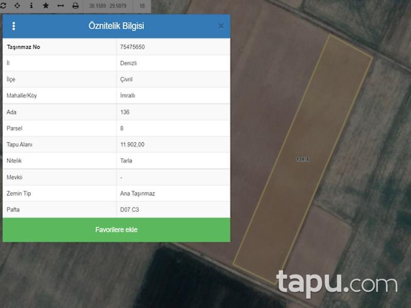 Denizli Çivril İmrallı Mahallesi'nde 11 Dönüm Tarla