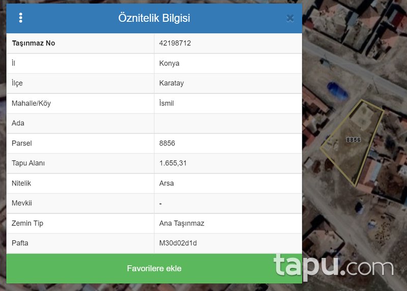 Konya Karatay İsmil Mahallesi'nde 1655 m2 Konut İmarlı Arsa
