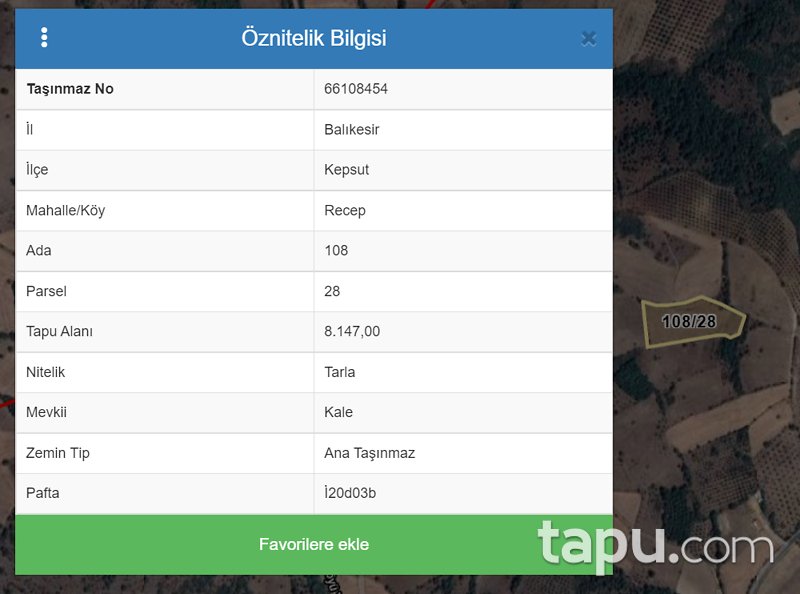 Balıkesir Kepsut'ta 8 Dönüm Tarla