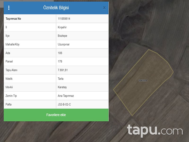 Kırşehir Boztepe Uzunpınar Mahallesi'nde 7691 m2 Tarla