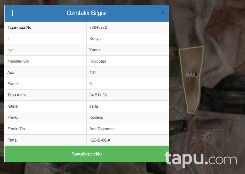 Konya Yunak Kuyubaşı'nda 34 Dönüm Tarla