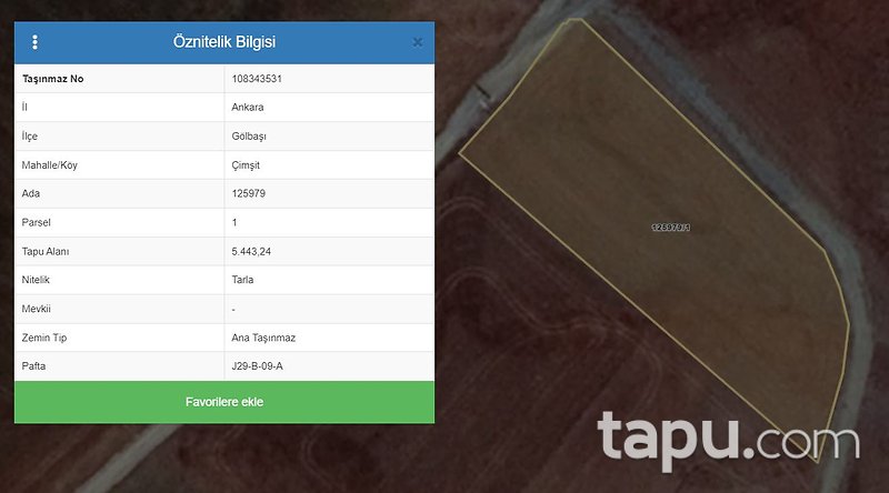 Ankara Gölbaşı'nda 5443 m2 Tarla