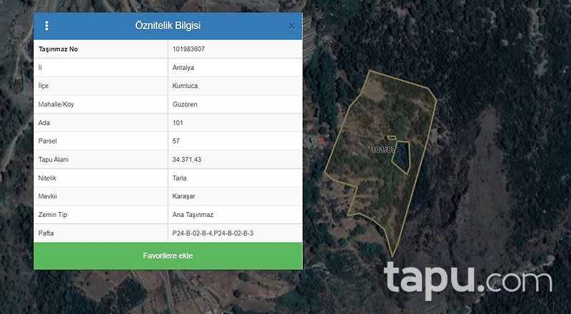 Antalya Kumluca Karaşar Mevkii'nde Hisseli 34371 m2 Tarla