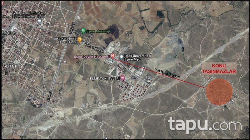 Uşak Eşme Elvanlar Mahallesi'nde Konut Yapımına Uygun İmarlı Arsa