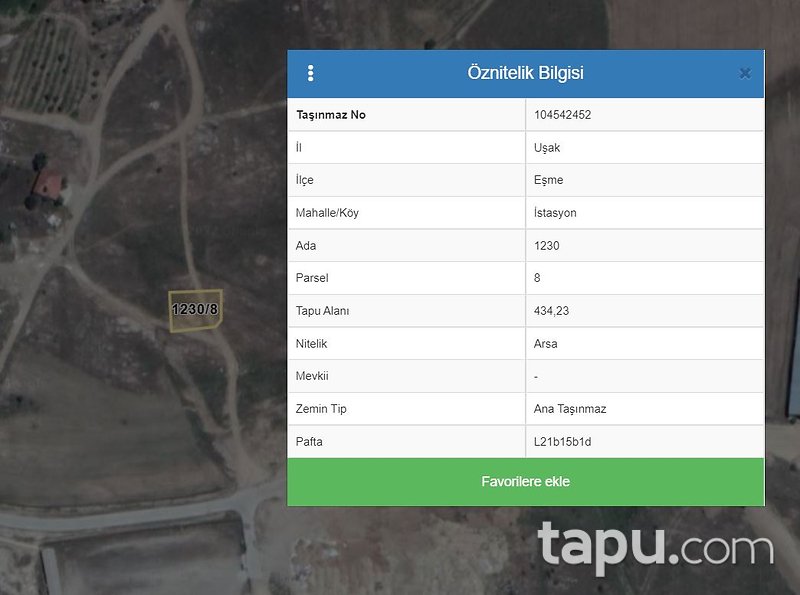 Uşak Eşme'de Merkezi Konumda Yatırımlık 434 m2 İmarlı Arsa