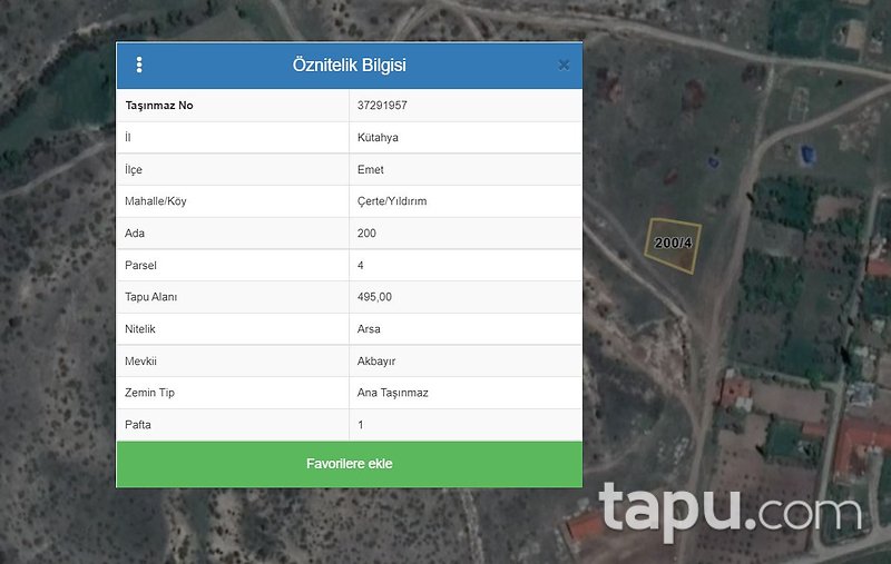 Kütahya Emet'te Yatırımlık 495 m2 Konut İmarlı Arsa