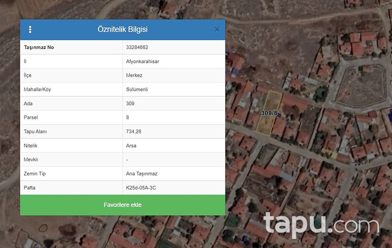 Afyon Sülümenli Mahallesi'nde Konut İmarlı Arsa