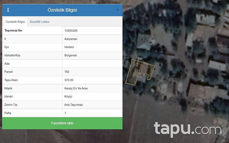Adıyaman Merkez Börgenek Köyü'nde Kerpiç Ev ve Arsası
