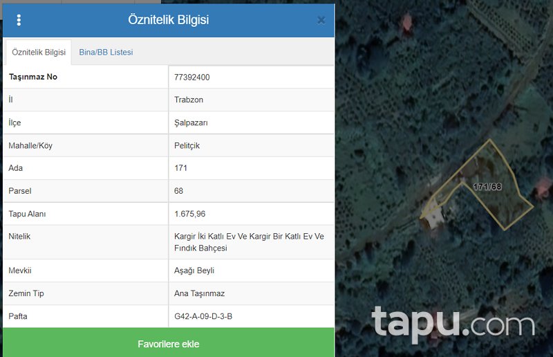 Trabzon Şalpazarı Pelitçik Köyü'nde Hisseli 2 Adet Kargir Ev ve Fındık Bahçesi