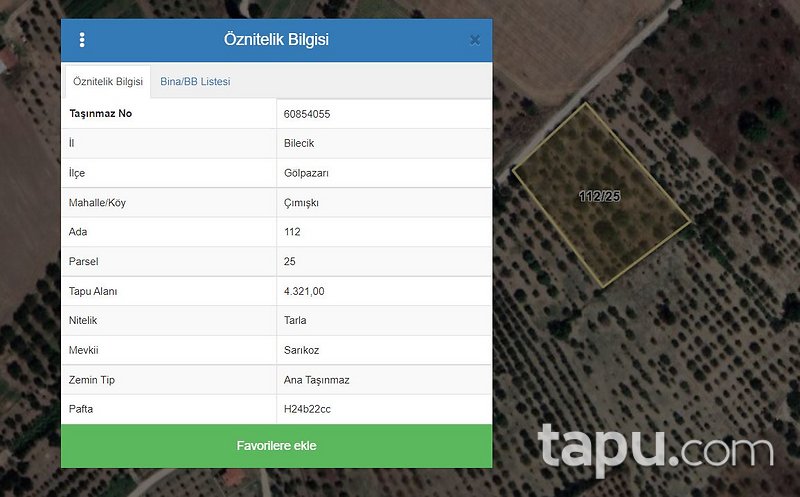 Bilecik Gölpazarı'nda Yatırımlık 4 Dönüm Tarla
