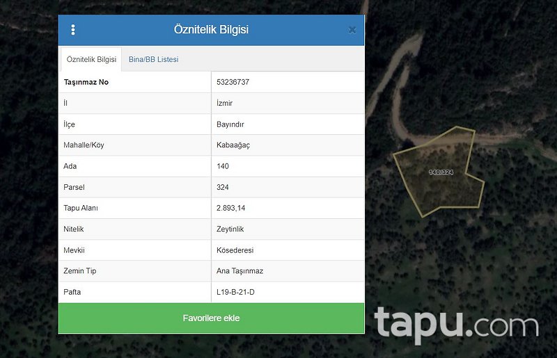 İzmir Bayındır Kabaağaç Mahallesi'nde 2893 m2 Tarla