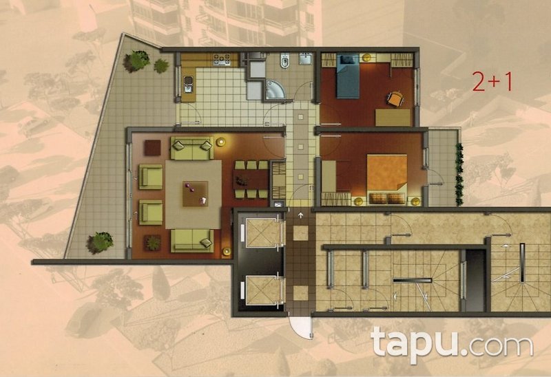 Ankara Çankaya Ümit Mahallesinde Durusu Residence'da 2+1 Daire