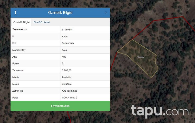 Aydın Sultanhisar'da Yatırımlık 4 Dönüm Zeytinlik
